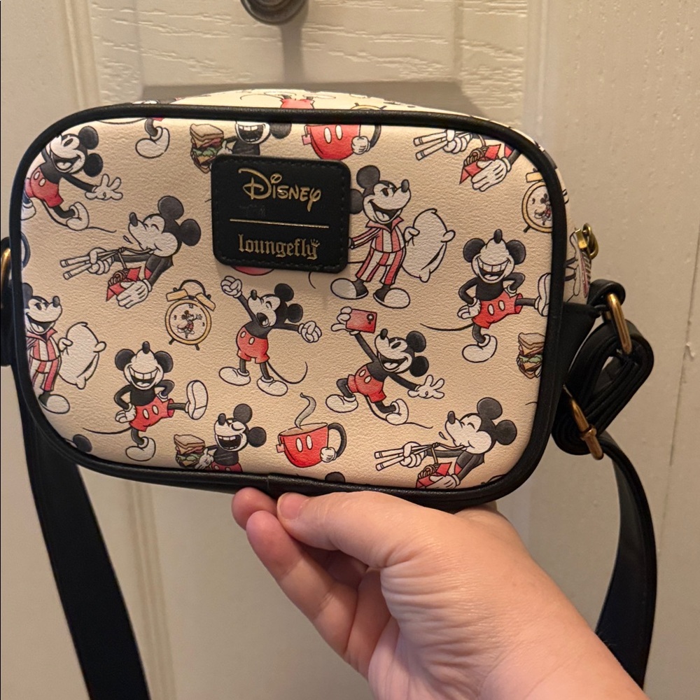 Loungefly Disney Mickey Mouse Crossbody Bag - Cream and black